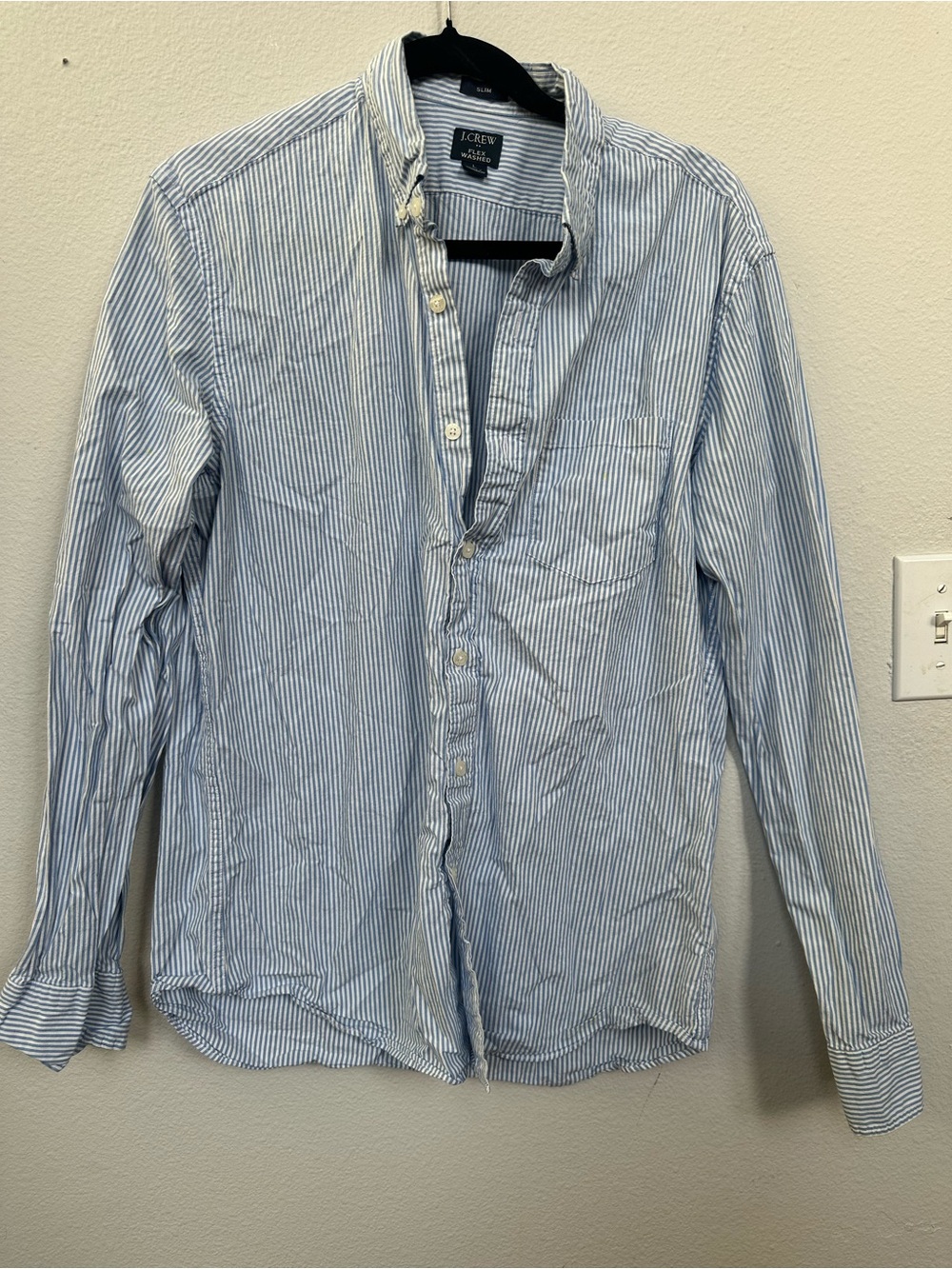 J. Crew Light Blue and White Striped Men's Button-Down Shirt